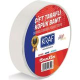 Kraf 5 Adet 15 mm x 5 Metre Çift Taraflı Köpük Bant