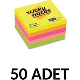 Kraf 50 Paket Yapışkanlı Not Kağıdı Küp 76X76 400YP Neon