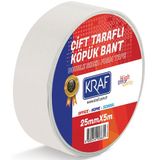 Kraf 5025G 25 mm x 5 mt Çift Taraflı Köpük Bant