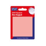 Kraf 7676TR 76x76 mm 50 Yaprak Yapışkanlı Şeffaf Pembe Not Kağıdı