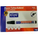 Kraf 770 Siyah Doldurulabilir Tahta Kalemi 12 Adet Renkli Yazı Tahtası Kalemi Kutu