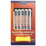 Kraf 778G 8'li Beyaz Tahta Kalemi & Silgi Set
