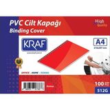 Kraf A4 PVC Cilt Kapağı 160 Micron 100'lük Kırmızı Kalite Ofis ve Okul Kullanımı İçin