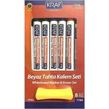 Kraf Beyaz Tahta Kalemi & Silgi Set 778 gr 8 Li (7 Kalem + 1 Silgi) Yuvarlak Uçlu Renkli Set