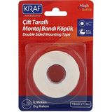 Kraf Çift Taraflı Köpük Montaj Bandı 15MM x 1,9m 2510G İç Mekan ve Dış Mekan Kullanımı İçin