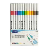 Kraf Color Liner 12 Adet Keçe Uçlu Kalem Seti Farklı Renk Seçenekleriyle