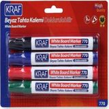 Kraf Doldurulabilir Beyaz Tahta Kalemi 4'lü Set 770 Renk Beyaz 2-3 mm Uç Kalınlığı