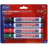 Kraf Doldurulabilir Beyaz Tahta Kalemi 4'lü Set Renkli Yazı Tahtası Kalemleri İçin