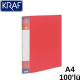 Kraf F100AK Kırmızı 100 Adet Sunum Dosyası