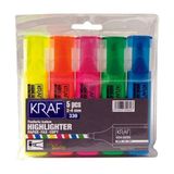 Kraf Fosforlu Kalem Seti 5'li Karışık Renkler 2 mm Uçlu Ergonomik Tasarım
