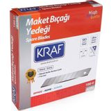 Kraf Geniş Maket Bıçağı Yedeği SK5 Ultra Karbon Çelik 18 mm 100'lü Paket