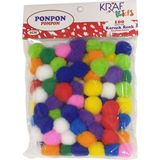 Kraf Kids 2 cm Renkli Ponpon 100 Adet Çocukların Motor Gelişimi İçin Sanatsal Malzeme