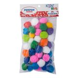 Kraf Kids 3 cm Ponpon Karışık Renkli 50'li Eğlenceli Sanatsal Malzeme Seti