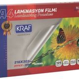 Kraf Laminasyon Pres Filmi A4 216x303 Mm 125 Micron 100'Lük