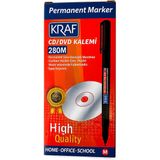Kraf Permanent Marker CD/DVD Kalemi 280M, Mavi, Orta Uç, Cam-Plastik-Metal Yüzeyler için, 12'li P