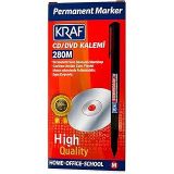 Kraf Permanent Marker CD/DVD Kalemi 280M, Mavi, Orta Uç, Cam-Plastik-Metal Yüzeyler için, 12'li Paket