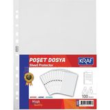 KRAF Poşet Dosya XL 100 Adet Şeffaf Buzlu A4 Ölçülerinde Yüksek Kalite Koruma