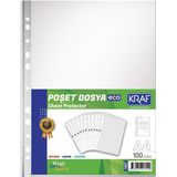 Kraf Şeffaf Poşet Dosya 100'lü A4 Ölçülerinde Ekonomik Kullanım İçin İdeal
