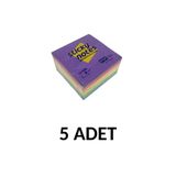 KRAF Yapışkanlı Not Kağıdı Küp, 76x76 mm, 400 Yaprak, 5 Paket, Renkli