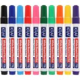 Kraf Yazı Tahtası Kalemi 10'lu Set - Beyaz Gövde, 10 Farklı Renk, Model 770, Doldurulabilir ve Ergonomik Tasarım