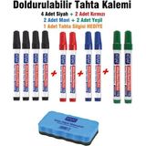 Kraf Yazı Tahtası Kalemi 10'lu Set Karışık Renk Standart Boy Doldurulabilir Uçlu
