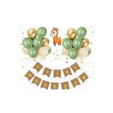 Kraft Iyi Ki Doğdun Banner Krom Gold Küf Yeşili Deniz Kumu Balon Set