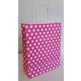 KRAFT KAĞIT ÇANTA FUŞYA PUANLI 18CM X 24CM - 1 ADET