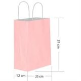Kraft Kağıt Çanta Pembe 25cm X 30cm - 1 Adet