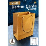 Kraft Karton Çanta Hediye Paketi Çanta Poşet 2'li 14*17*8cm-T1068