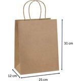 Kraft Ofis Burgu Saplı Çanta 25 cm x 12 cm x 31 cm (25 Adet) (Kağıt Poşet Çanta) - Çok Renkli