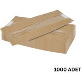Kraft Şamua Pencereli Kese Kağıdı, Körüklü Ambalaj Poşeti, Butik Hediye Paketi, 1000 Adet, 12X25 cm