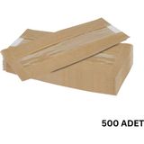 Kraft Şamua Pencereli Kese Kağıdı, Körüklü Ambalaj Poşeti, Butik Hediye Paketi, 500 Adet, 25X33 cm