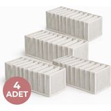 Kraftella 4' Lü Akordiyon Çekmece Içi Düzenleyici L - Gri Beyaz Çizgili Organizer - Gri - Beyaz - 4'lü - 24X37X18 cm