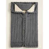 Kraftella Makine Örgüsü Çift Katlı Iki Renk Bebek Battaniyesi – Gri & Krem, Yumuşak Triko, Yastıklı Tasarım - Gri - Krem - 100X100