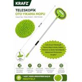 Krafz Alüminyum Gövdeli Teleskopik Araç Yıkama Mopu Uzayabilir Saplı Mikrofiber Mob, Yedek Bezli, Otomop Çıkarılabilir Başlık, Araba Fırça