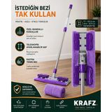 Krafz Home Mandallı Mop – Teleskopik Saplı Yer Temizlik Mopu, Fayans, Seramik, Duvar ve Cam Temizliği için, İstediğin Bezi Tak Kullan Sistemi, +1 Yedek Bez Hediyeli