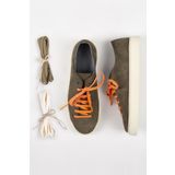 Krahe Ares Erkek Hakiki Deri El Boyamalı Bağcık Ve İki Yedek Bağcıklı Haki Sneakers