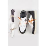 Krahe Artemis Erkek Hakiki Deri Eskitme El Boyamalı Bağcık Ve İki Yedek Bağcıklı Beyaz-Gri Sneakers