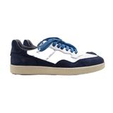 Krahe Artemis Erkek Hakiki Deri Eskitme El Boyamalı Bağcık Ve İki Yedek Bağcıklı Beyaz-Mavi Sneakers Beyaz-Mavi 43