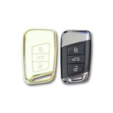 kral anahtar Volkswagen Passat B8,skoda Oktavia Vb.nano Yüksek Kalite Silikon Kumanda Kılıfı Beyaz
