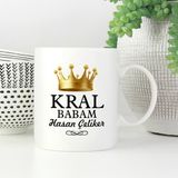 Kral Babam Isme Özel Kupa - Beyaz