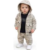 Kral Bebe Erkek Çocuk Kamuflaj Desenli Kapüşonlu Takım - Yeşil - Kahverengi - 1 Yaş