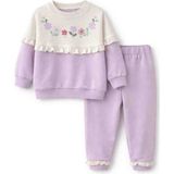 Kral Bebe Kız Çocuk Çiçek Desenli 2’li Takım (Sweatshirt + Eşofman Altı) - 5 - 6 Yaş - 01-Lila