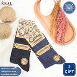 Kral Socks 2 Çift Erkek Termal Lambswool Yün Çorap - Renkli - 40 - 44