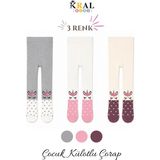 Kral Socks 3'lü Kız Bebek & Çocuk Pamuklu Desenli Külotlu Çorap - 1 - 2 Yaş