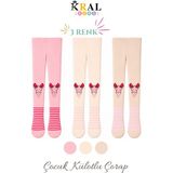 Kral Socks 3'lü Kız Bebek & Çocuk Pamuklu Desenli Külotlu Çorap - 3 - 4 Yaş