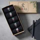 Kral Socks 5 Çift Bambu Dikişsiz Erkek Hediye Kutulu Çorap - 40 - 44 - 01-Siyah