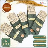 Kral Socks 5 Çift Erkek Termal Lambswool Yün Çorap - Haki - 40 - 44