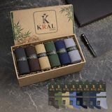 Kral Socks 6 Çift Erkek Hediye Kutulu Bambu Dikişsiz Soket Çorap - 40 - 44 - Çok Renkli