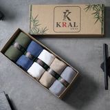 Kral Socks Bambu Erkek Çorap Klasik Soket Düz Uzun Yazlık Dikişsiz 5'Li Kutulu Premium Set - 40 - 44 - Bej - Renkli